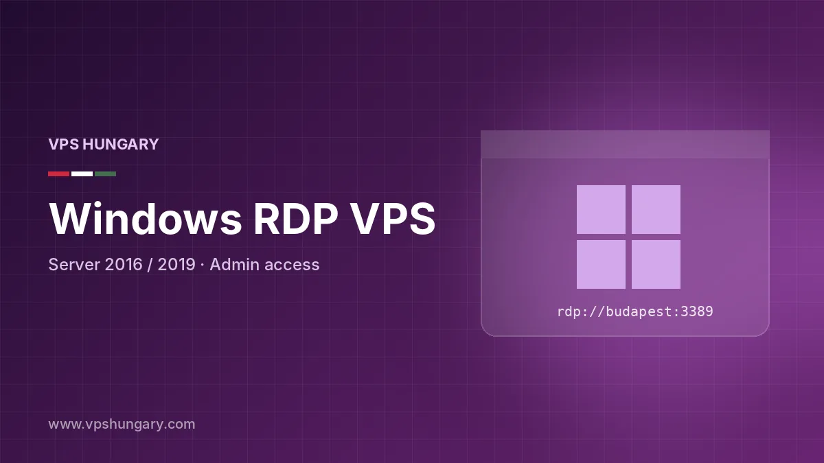 Remote Desktop session connected to a Windows Server VPS hosted in a Budapest datacenter